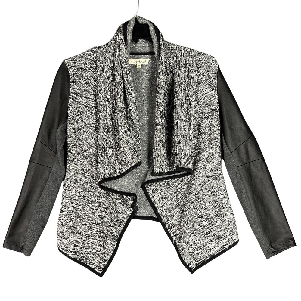 Olive + Oak Sweater Jacket Women XS‎ Open Front Chunky Knit Modern Layering Luxe